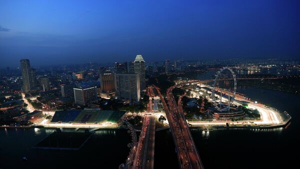 Вид на гоночную трассу Гран-при Сингапура