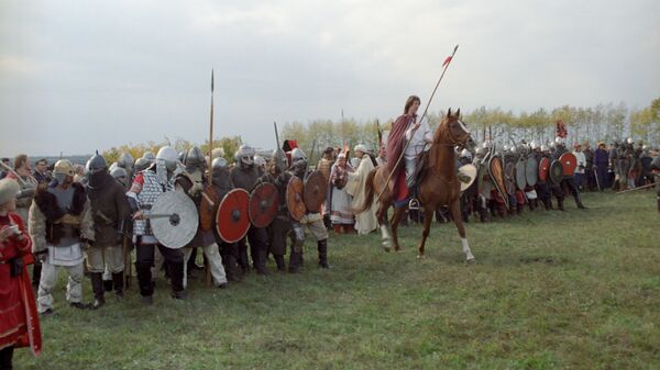 Реконструкция военно-исторических событий Куликовской битвы. Архивное фото