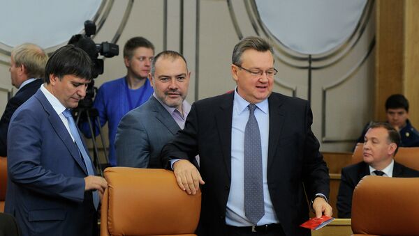 Первое заседание вновь избранного горсовета Красноярска, архивное фото