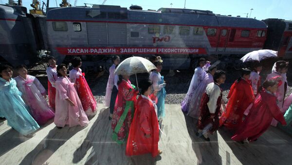 Открытие участка железной дороги между станциями Хасан и Раджин
