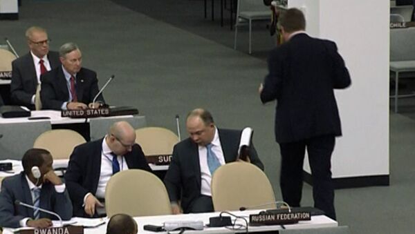 Делегация РФ покинула зал ГА ООН из-за речи Саакашвили. Кадры заседания