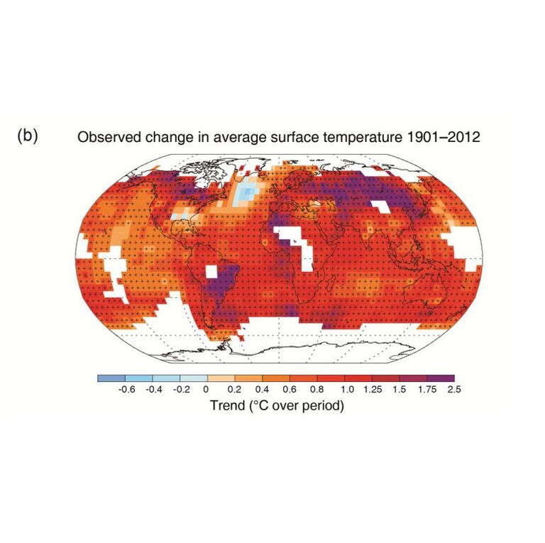 Наблюдаемые изменения средней температуры в 1901-2012 годах Наблюдаемые изменения средней температуры в 1901-2012 годах
