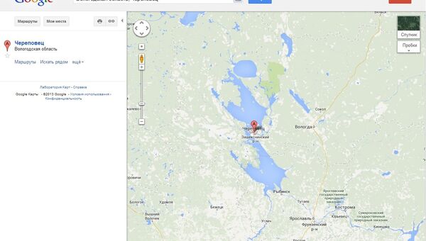 Два Рыбинских водохранилища на Google maps