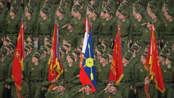 Парадные расчеты военнослужащих Сухопутных войск на Красной площади