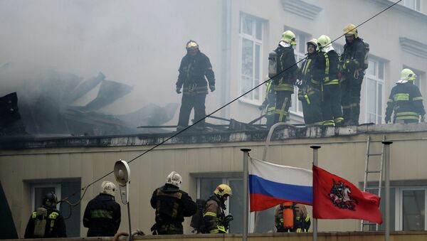 Пожар в здании управы района Беговой. Фото с места события