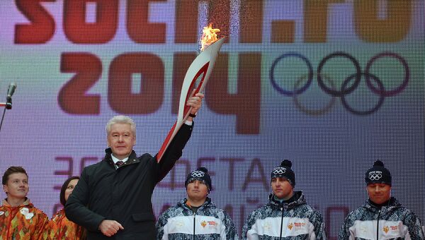 Мэр Москвы Сергей Собянин перед эстафетой Олимпийского огня в Москве