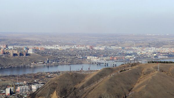 Вид на город Красноярск, архивное фото