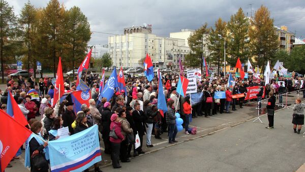 Митинг профсоюзов в Красноярске