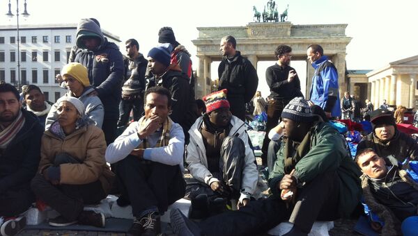 Голодовка беженцев в Берлине, фото с места событий