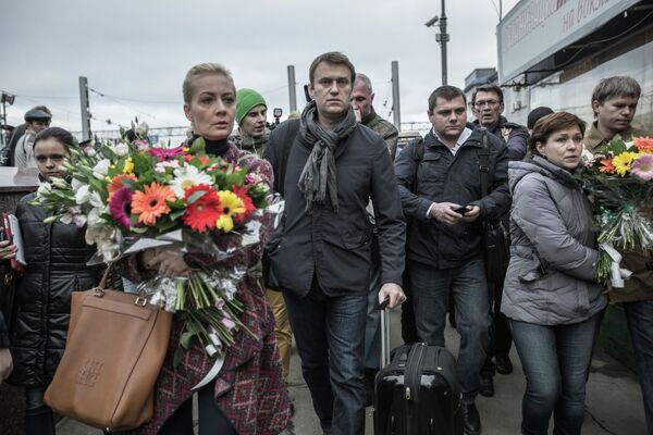 Прибытие оппозиционера А.Навального в Москву после суда в Кирове Прибытие оппозиционера А.Навального в Москву после суда в Кирове