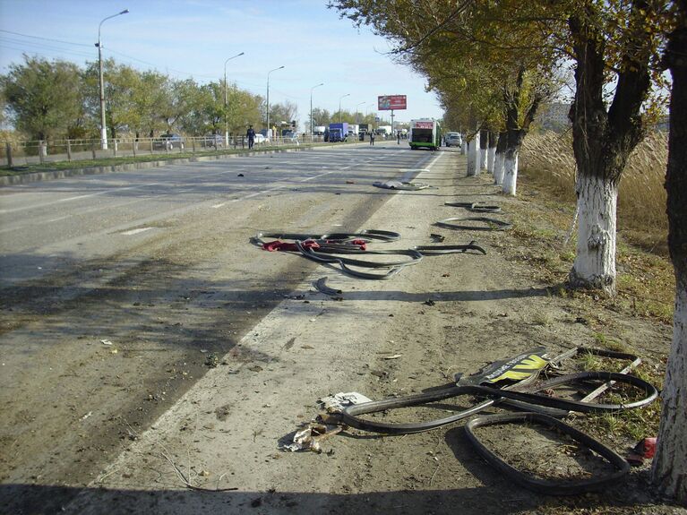 Взрыв пассажирского автобуса в Волгограде. Фото с места события