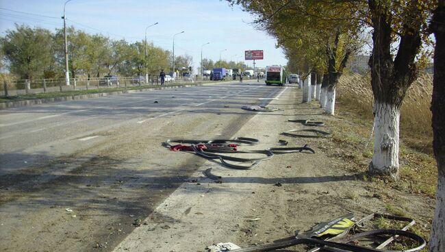 Взрыв пассажирского автобуса в Волгограде. Фото с места события