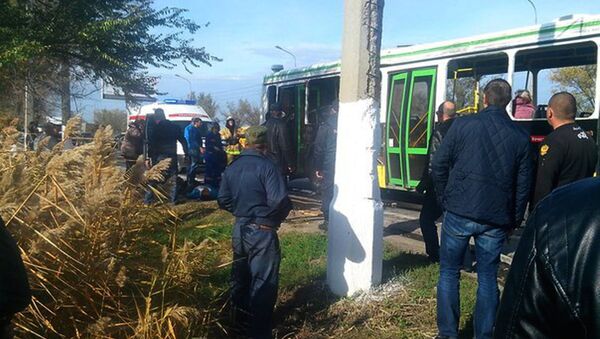 Взрыв пассажирского автобуса в Волгограде, фото с места события