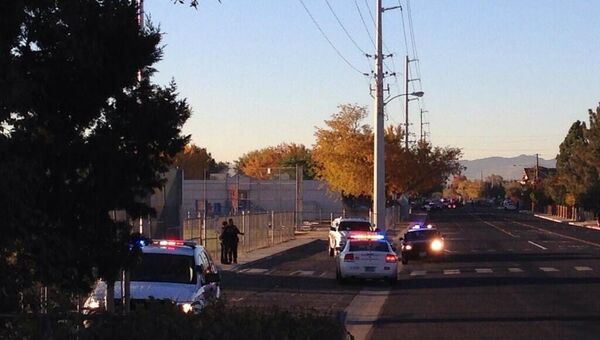 Полицейские машины на месте стрельбы на территории одной из школ в американском штате Невада