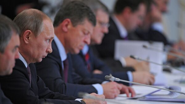 Президент РФ Владимир Путин во время заседания Совета при президенте по межнациональным отношениям в Уфе