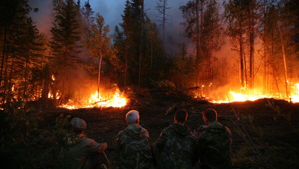 Тушение лесных пожаров , архивное фото