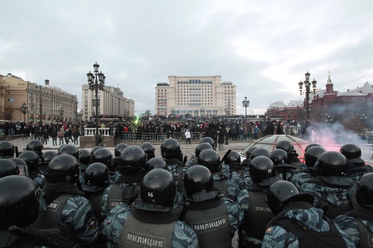 Пресечение несанкционированной акции на Манежной площади в Москве