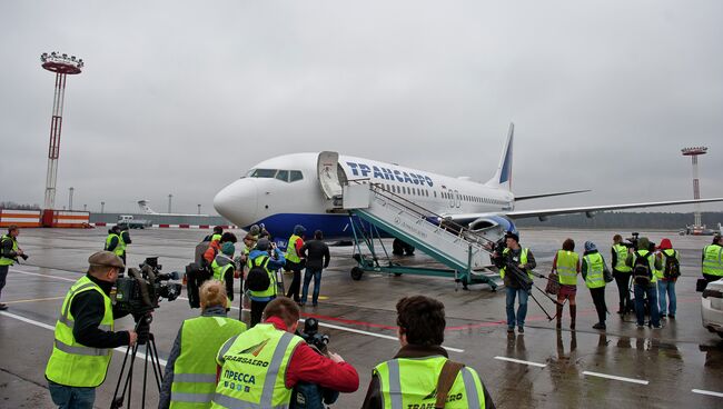 Вoeing 737-800 (Вoeing 737 Next-Generation) авиакомпании Трансаэро в уникальной компоновке с салоном первого класса на борту.