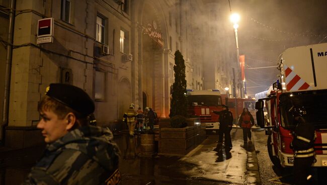 Пожар в тепловом коллекторе в центре Москвы