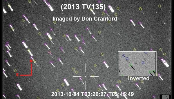 Астероид 2013 TV135 на снимке, сделанном астрономом Доном Крэнфордом 24 октября