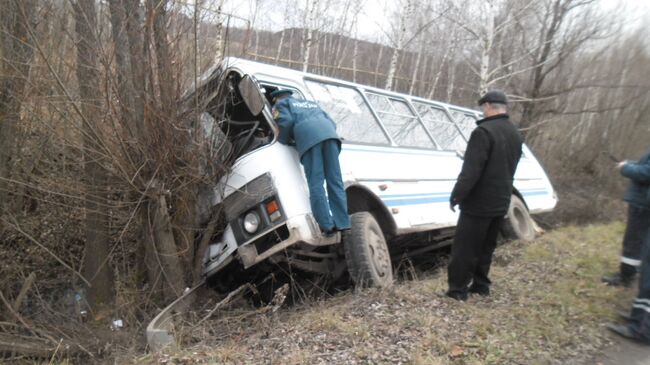 ДТП с пассажирским автобусом на трассе в Тульской области, фото с места события