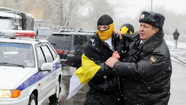 Задержание участников Русского марша в Красноярске, фото с места событий
