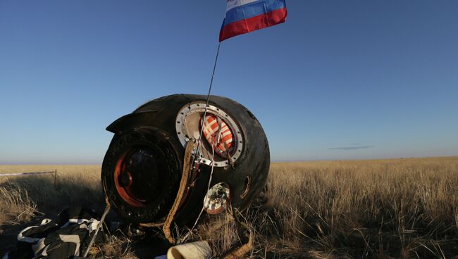 Спуск с МКС капсулы с Олимпийским факелом. Фото с места события