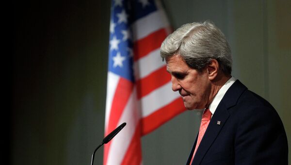 Джон Керри выступает по итогам встречи шестерки и Ирана в Женеве. Фото с места события