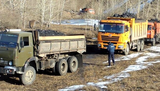 Кража угля на Чааданском угольном разрезе, фото с места события