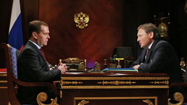 митрий Медведев и бизнес омбудсмен Борис Титов во время встречи в резиденции Горки. Фото с места события