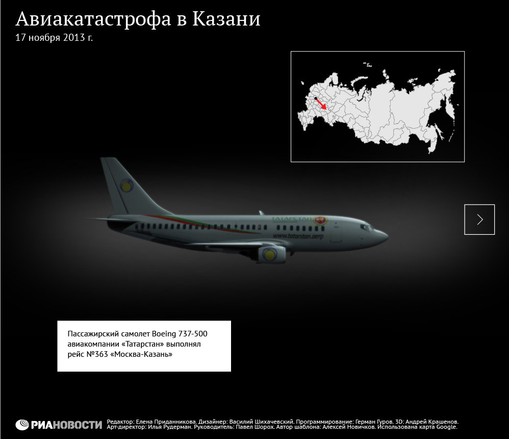 Реконструкция авиакатастрофы в Казани