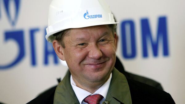 Алексей Миллер во время торжественной церемонии запуска в эксплуатацию первой очереди подземного хранилища газа в поселке Романово