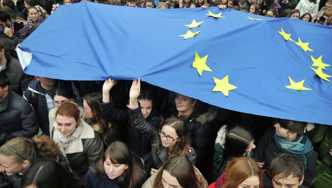 Студенческий митинг во Львове за вступление в ЕС