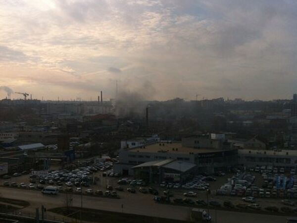 Пожар в торговом центре в Рязани