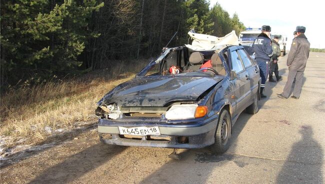 Автомобиль наехал на лося в Удмуртии