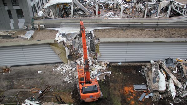 Демонтаж ТЦ Maxima в Риге, фото с места события