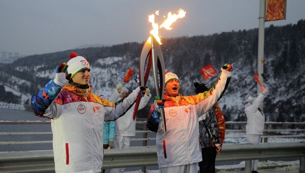 Эстафета Олимпийского огня в Красноярске