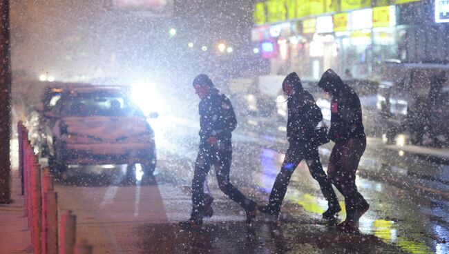 Во время снегопада в Москве