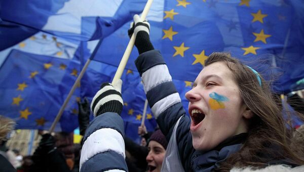 Студенческий митинг в Киеве за евроинтеграцию Украины. 28 ноября 2013. Архивное фото
