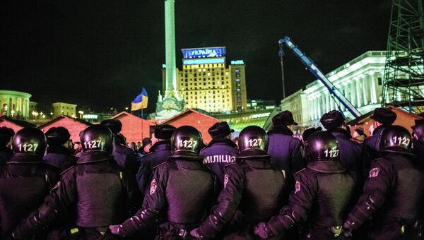 Спецподразделение Беркут на площади Независимости в Киеве.Архивное фото