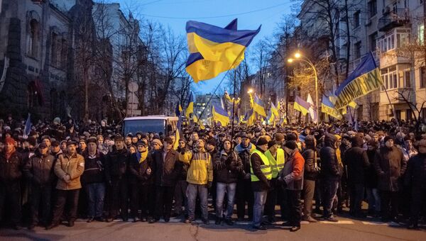 Митингующие блокировали подходы к администрации президента Украины. Архивное фото