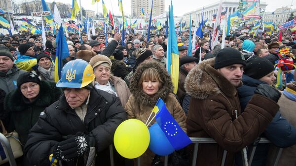 Сторонники евроинтеграции Украины на площади Независимости в Киеве. Архивное фото