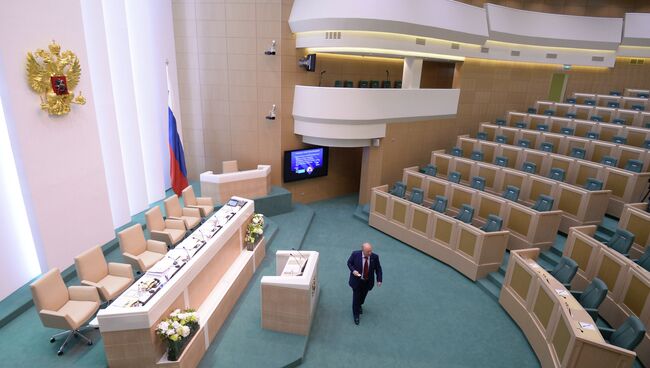 Зал заседаний Совета Федерации Федерального собрания РФ, архивное фото