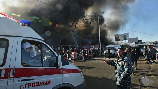 В Грозном горит центральный рынок