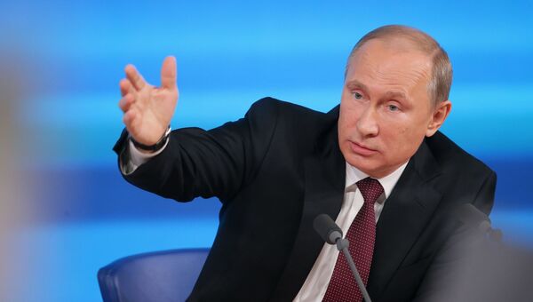 Большая пресс-конференция Владимира Путина. Архивное фото