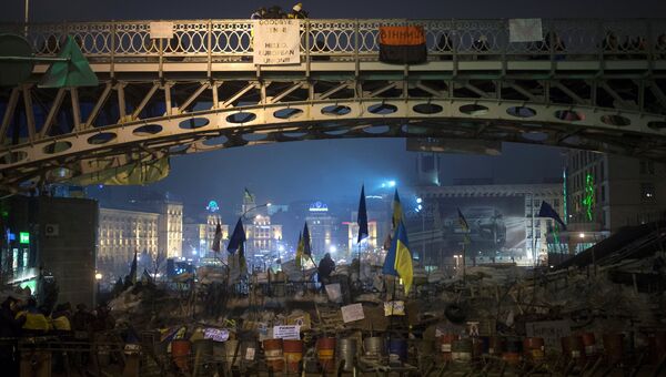 На площади Независимости в Киеве, где проходят акции сторонников евроинтеграции
