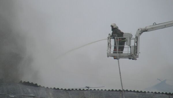 Тушение пожара на птицефабрике Томской, фото с места события