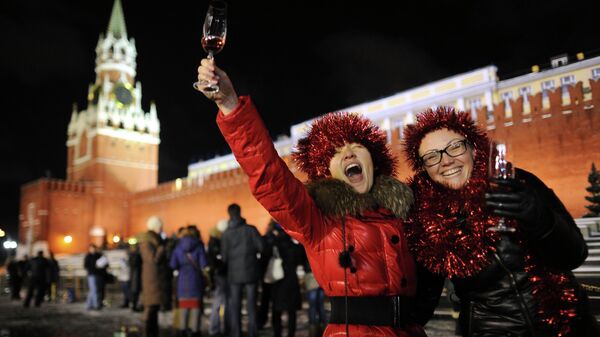 Празднование Нового года на Красной площади в Москве