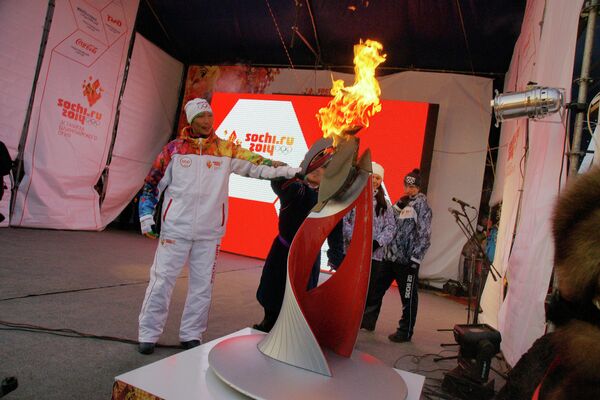 Эстафета Олимпийского огня в Туве