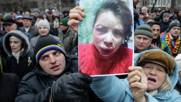 Пикет возле здания МВД Украины из-за избиения журналистки Татьяны Чорновил, архивное фото